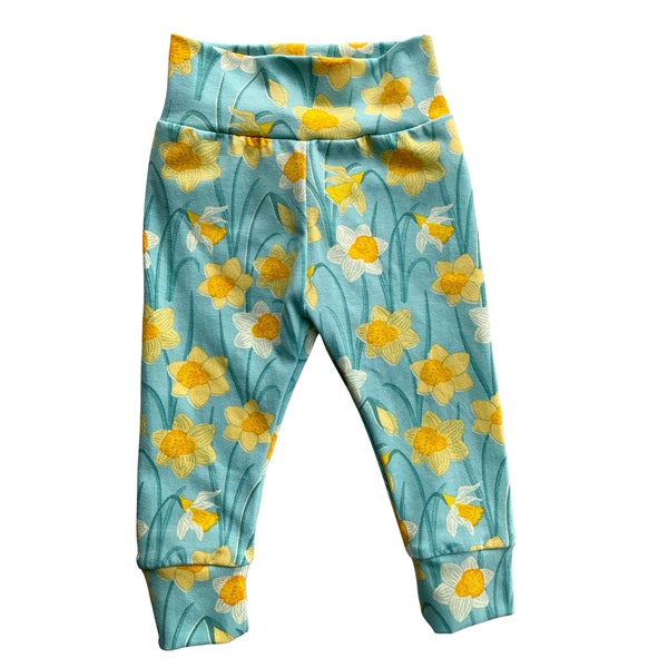 Daffodil organic leggings for babies, toddlers and children, gender neutral kids pants, sustainable clothing from preemie to teenie size