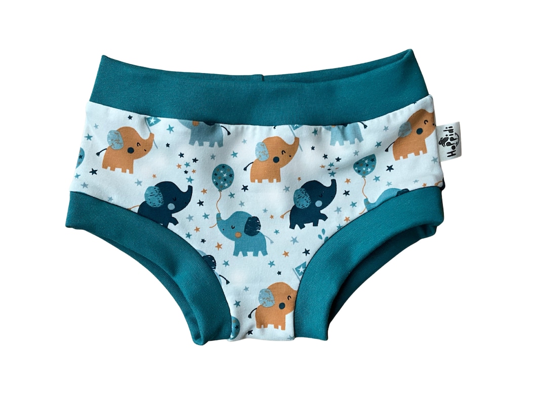Elephant Print Organic Toddler Undies, Unisex Cotton Jersey Boyleg ...
