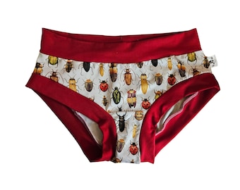 Bugs organic cotton jersey underwear for women, breathable lounge panties,comfy elastic free regular or high rise adult underpants