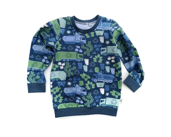 Garbage Truck Toddler Sweater, Gender Neutral Organic Baby Clothes