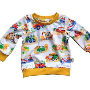 Bluza dla dzieci z motywem pojazdu, neutralne pod względem płci organiczne ubranka dla niemowląt, sweter dla dzieci z motywem samochodów unisex, ekologiczny sweter
