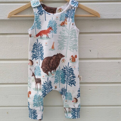 Winter Forest Baby Romper Woodland Animals Organic Baby Etsy