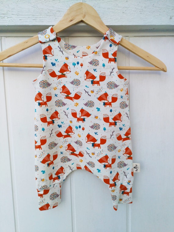 Foxes and Hedgehogs Organic Baby Romper Woodland animals | Etsy