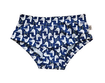 Seagulls organic cotton jersey underwear for women, breathable lounge panties, comfy elastic free regular or high rise adult underpants