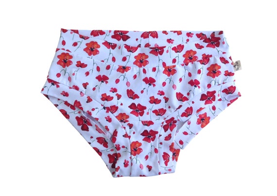 Red Poppy Flowers Women's Underpants, Floral Comfortable Organic Cotton  Jersey Lounge Panties, Elastic Free Underwear Boyleg and Brief Style -   Canada
