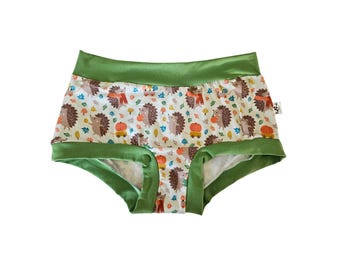 Hedgehogs organic cotton jersey underwear for women, breathable lounge panties,comfy elastic free regular or high rise adult underwear