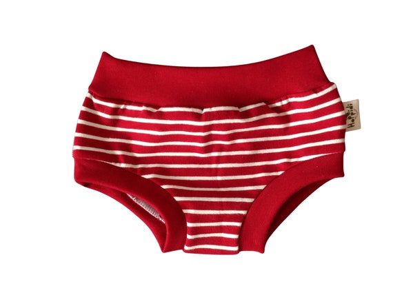 Red and White Stripes Organic Toddler Undies, Unisex Cotton Jersey