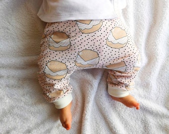 Zweedse baby harembroek semla bun, stoffige roze biologische preemie meisjeskleding, legging met manchet, yoga-tailleband pasgeboren broek met verlaagd kruis