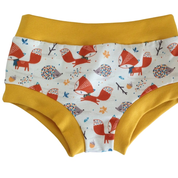 Bio-Unterwäsche für Kleinkinder mit Füchsen und Igeln, Unisex-Unterhose aus Baumwolljersey im Boyleg-Stil, bequeme, elastische Unterwäsche für Kinder