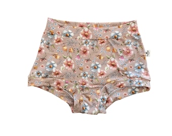 Muscat flower organic cotton jersey underwear for women, breathable lounge panties,comfy elastic free regular or high rise adult underwear