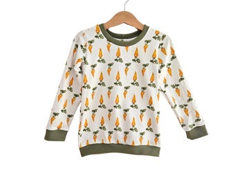 Carrots toddler sweatshirt, Easter themed gender neutral organic baby clothes, unisex kids pullover jumper, sustainable sweater