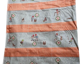 Sew-it-yourself  organic poplin panel for 24 advent calendar bags, Susalabim design Christmas gnomes fabric, DIY sewing, festive craft