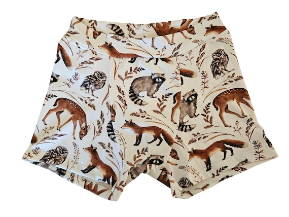Organic cotton men’s boxerwear, patterned boxer brief style underwear, comfy breathable adult under garments, elastic free boxer shorts