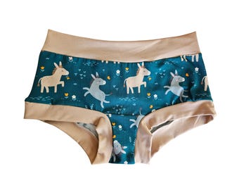 Donkeys women's underpants, comfortable organic cotton jersey lounge panties, elastic free underwear, boyleg and brief style