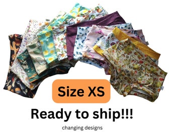Size XS READY to SHIP women's underpants, comfortable organic cotton jersey lounge panties, elastic free underwear boyleg and brief style