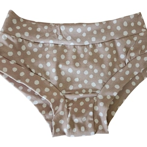 Sand polka dots women&#39;s underpants, dotted comfortable organic cotton jersey lounge panties, elastic free underwear boyleg and brief style