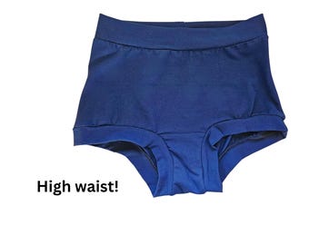 Marineblaue Unterwäsche aus Bio-Baumwoll-Jersey mit hoher Taille, atmungsaktive Lounge-Höschen für Damen, bequeme elastische, hohe Taillenunterwäsche für Erwachsene