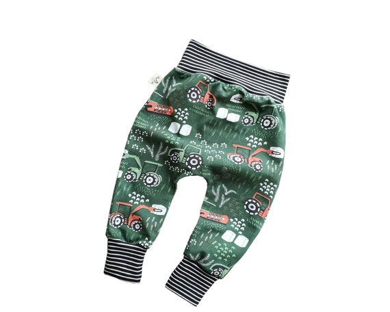 Tractor baby boy leggings,  organic baby clothes, combine harvester harem pants, baggy pants, pumphose, farm lover newborn gift
