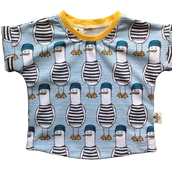 Funny seagulls baby and kids t-shirt, unisex maritime toddler tshirt, relaxed fit comfortable children's short sleeve summer top