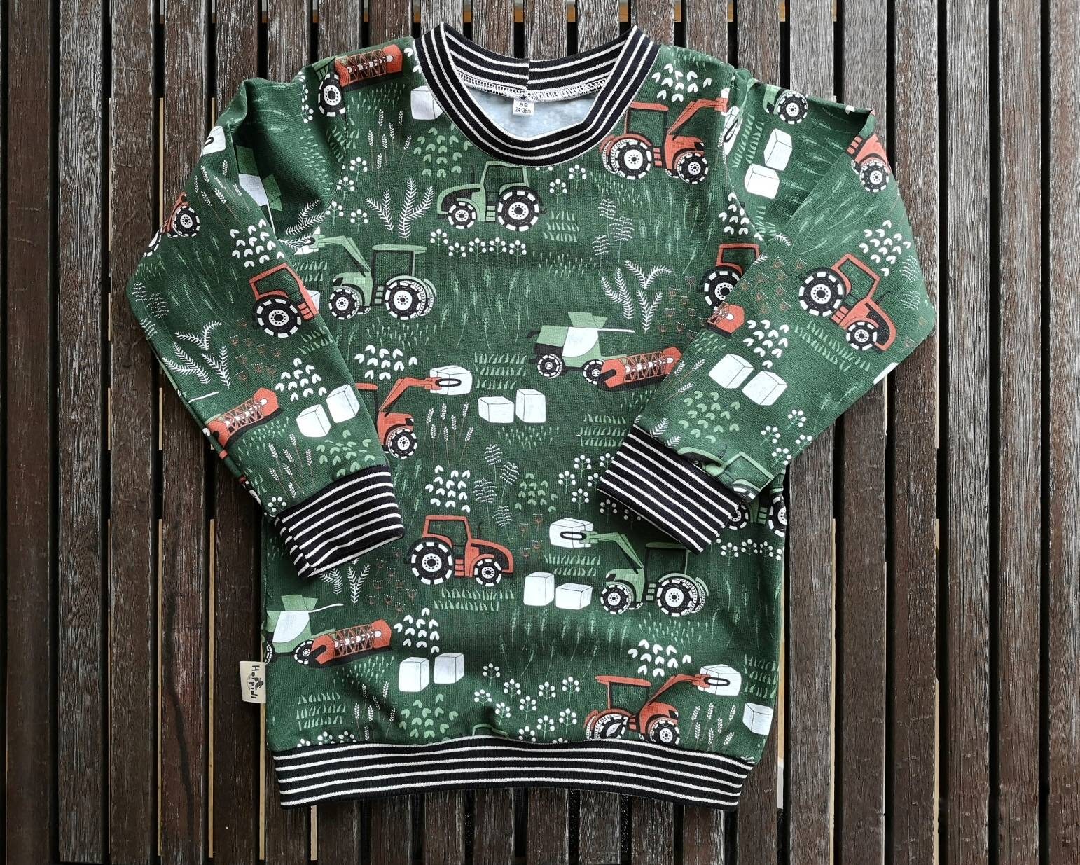 Tractor Toddler Boy Sweatshirt Organic Baby Clothes Green Etsy