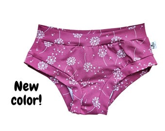 Dandelions organic cotton jersey underwear for women, breathable lounge panties,comfy elastic free regular or high rise adult underpants