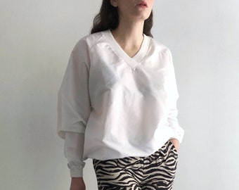 Vintage 90s White Acetate Sheer Sweatshirt