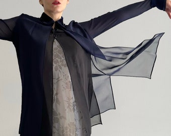 Vintage 70s Pancaldi & B Silk Sheer Chiffon Blouse Made in Italy