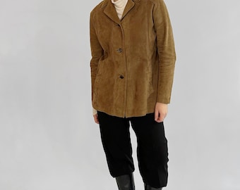 Vintage 1990s Brown Suede Jacket – Made in Portugal
