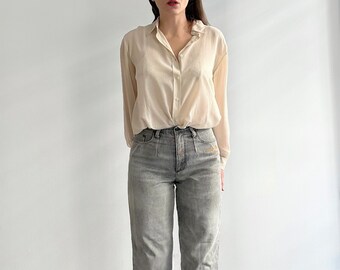 Vintage 90s LAURA BIAGIOTTI Grey Washed Tapered Jeans, Made in Italy