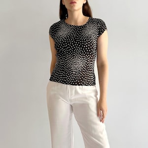 Vintage 90s Sheer Pleated Top with Dots, Made in Spain