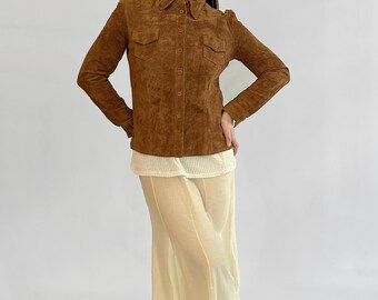 Vintage 1980s Brown Suede Shirt Jacket – Made in Spain