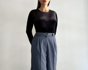 Vintage 90s Black Velvet Long Sleeves Bodysuit, Made in Italy
