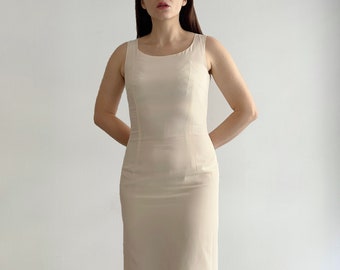 Vintage CHANTAL GAUDEAU Silk Midi Pencil Dress, Made In Italy