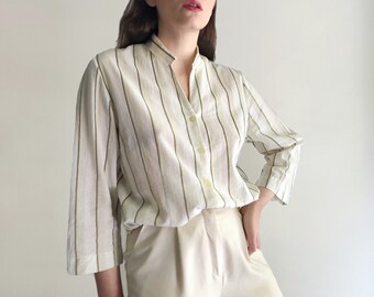 Vintage 90s Cotton Striped Cream Shirt