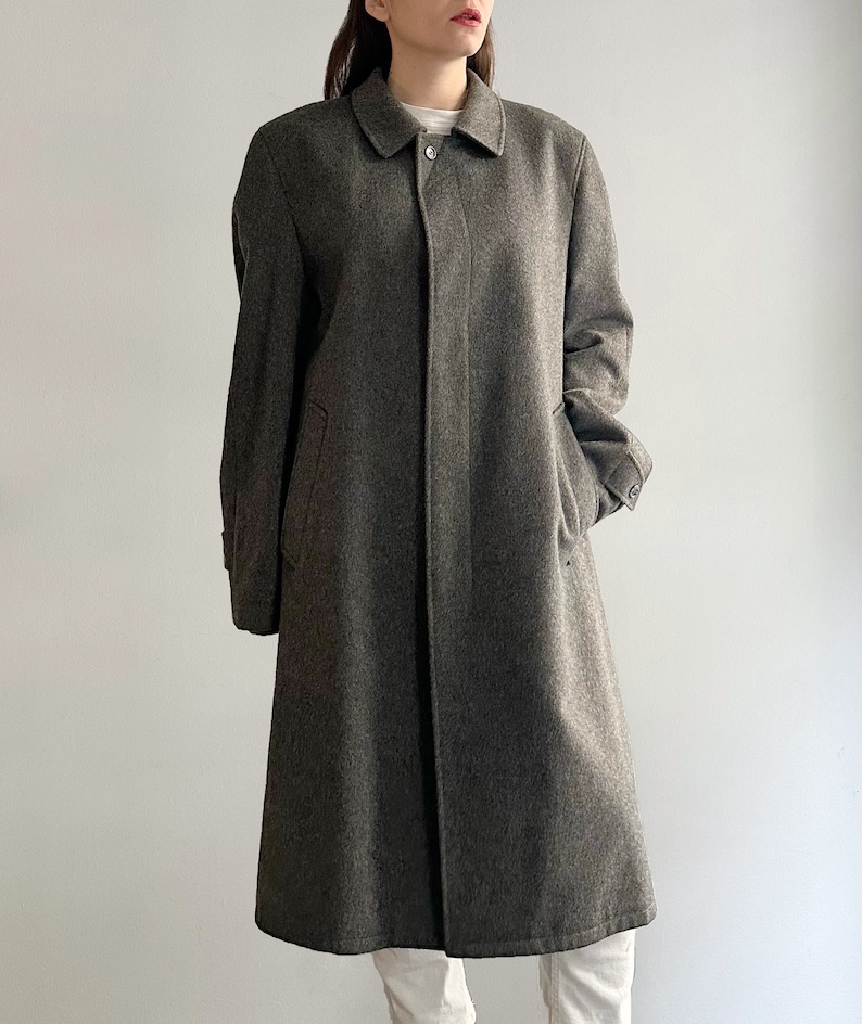 Vintage 90s Grey Alpaca Wool Loden Coat, Made in Austria image 5