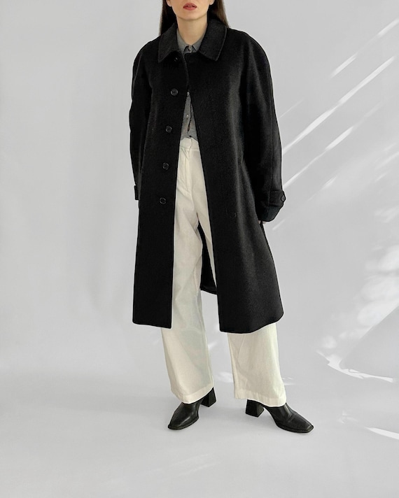 Vintage 1990s Gianfranco Ferré Charcoal Wool and Cashmere Coat