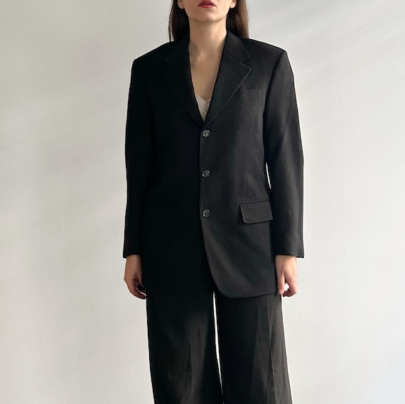 ZEGNA Black Silk Balcollar Coat イタリア製