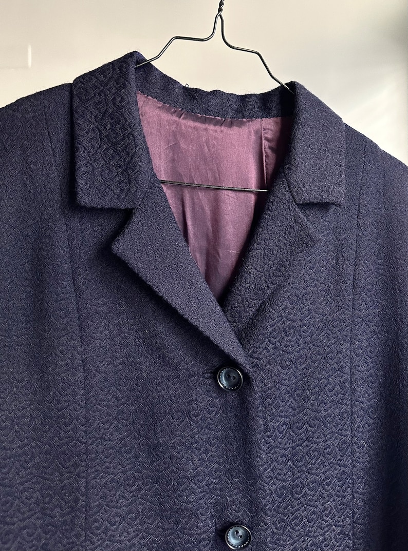 Vintage 90s Navy Blue Handmade Textured Coat image 10