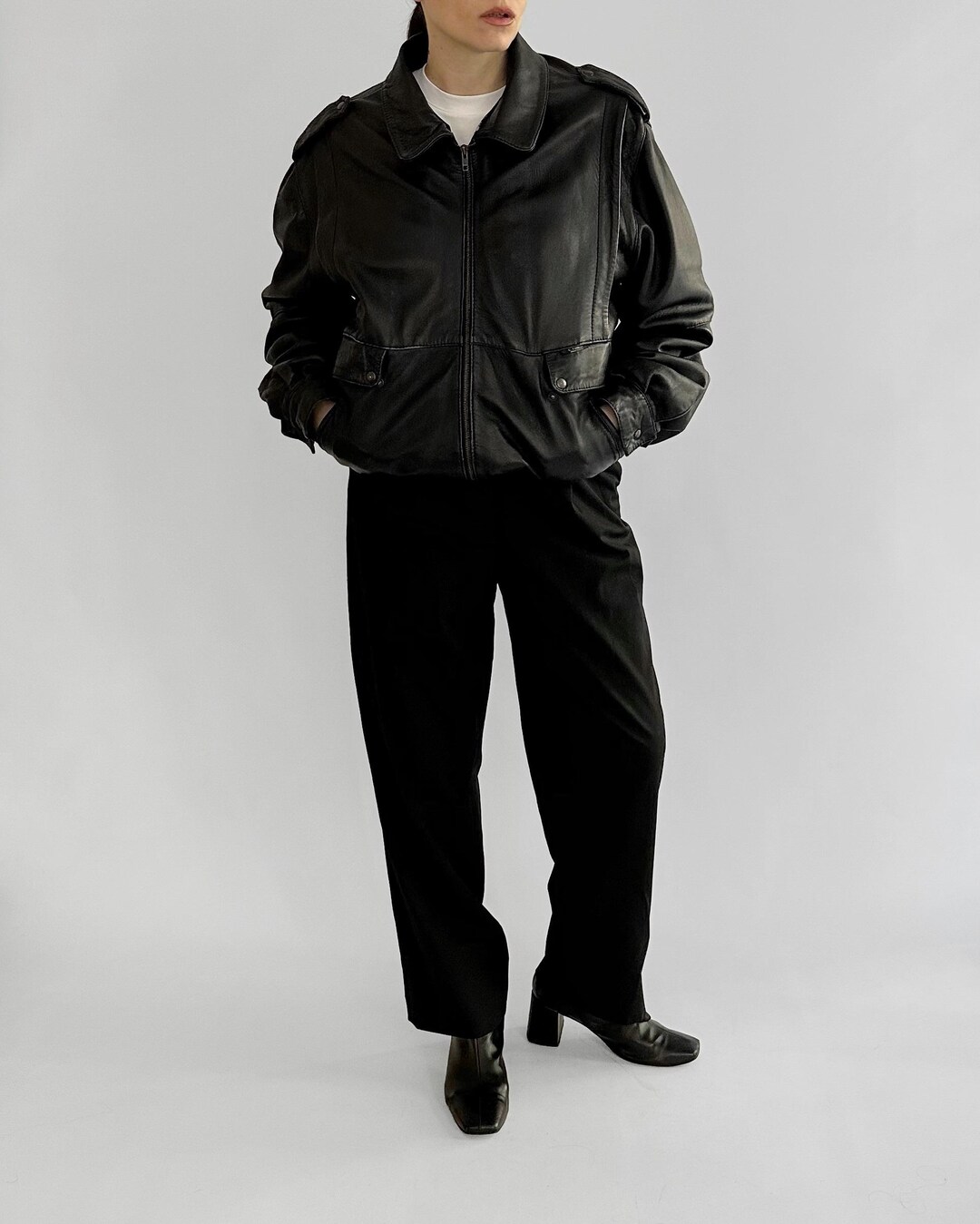 Vintage 1980s Black Lamb Leather Bomber Jacket – Made in Spain - Etsy