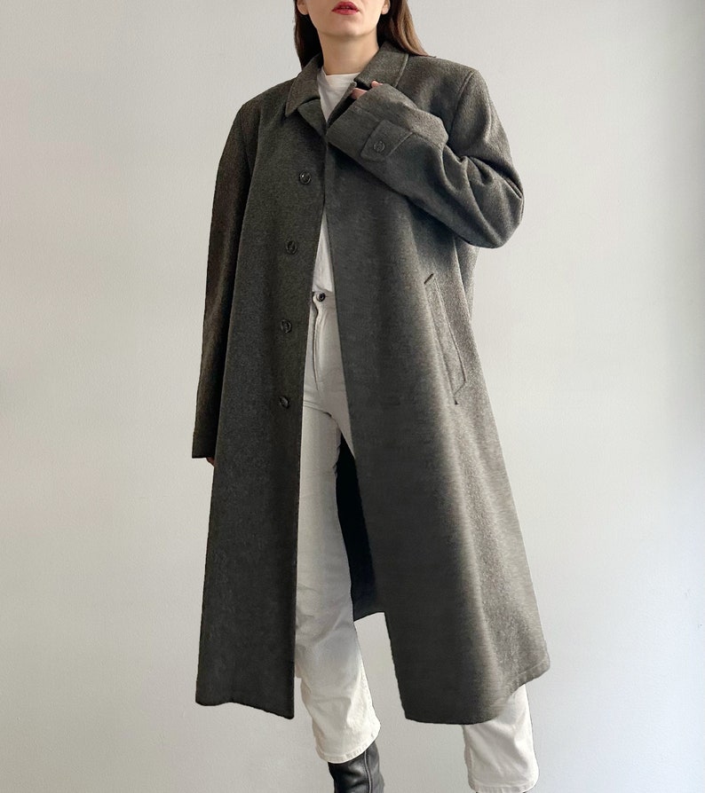 Vintage 90s Grey Alpaca Wool Loden Coat, Made in Austria image 4