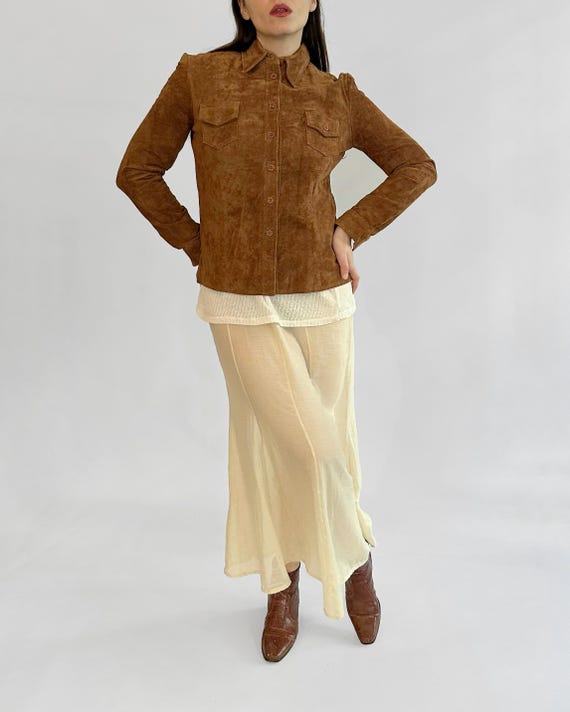 Vintage 1980s Brown Suede Shirt Jacket – Made in Spain