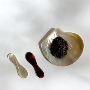 Service à caviar en nacre vintage des années 1970