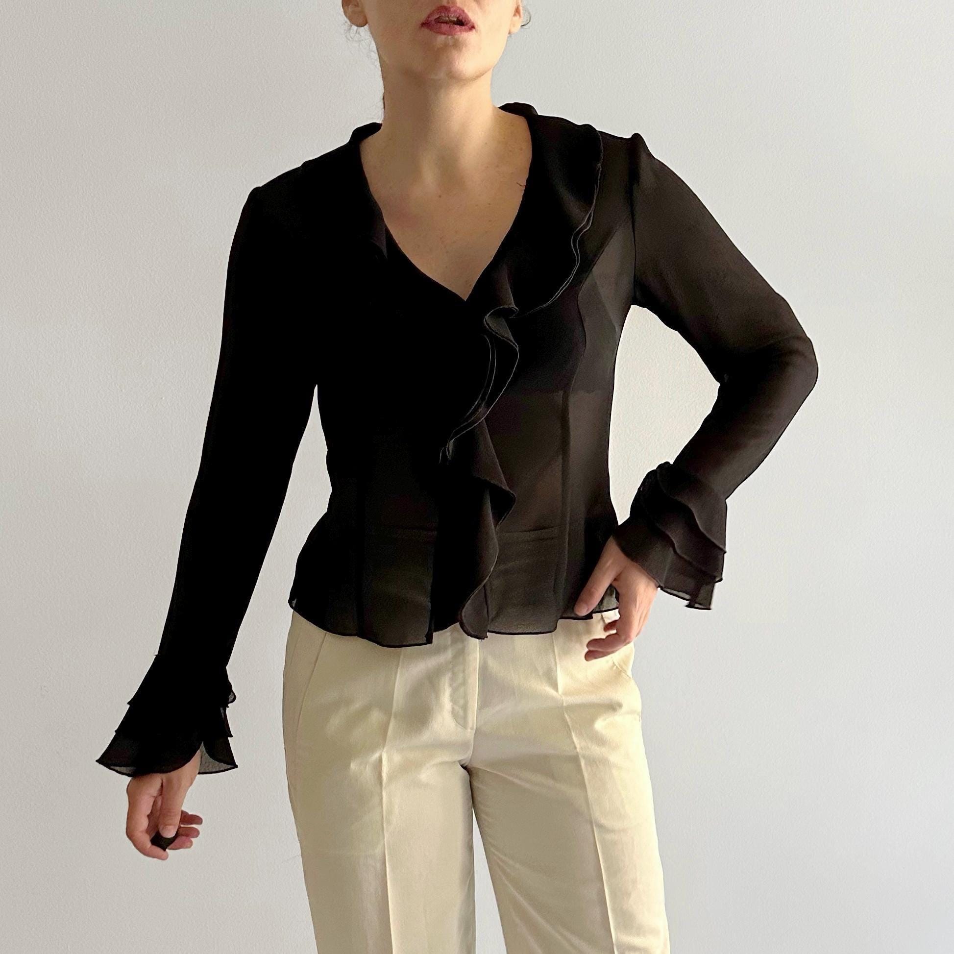 Black Sheer Blouse Etsy UK