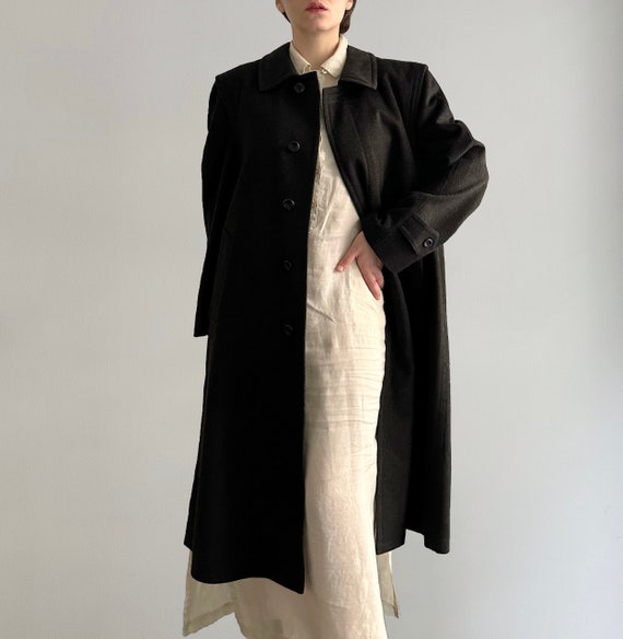 Vintage Salko Open Armpit Grey Wool Loden Hubertus Overcoat
