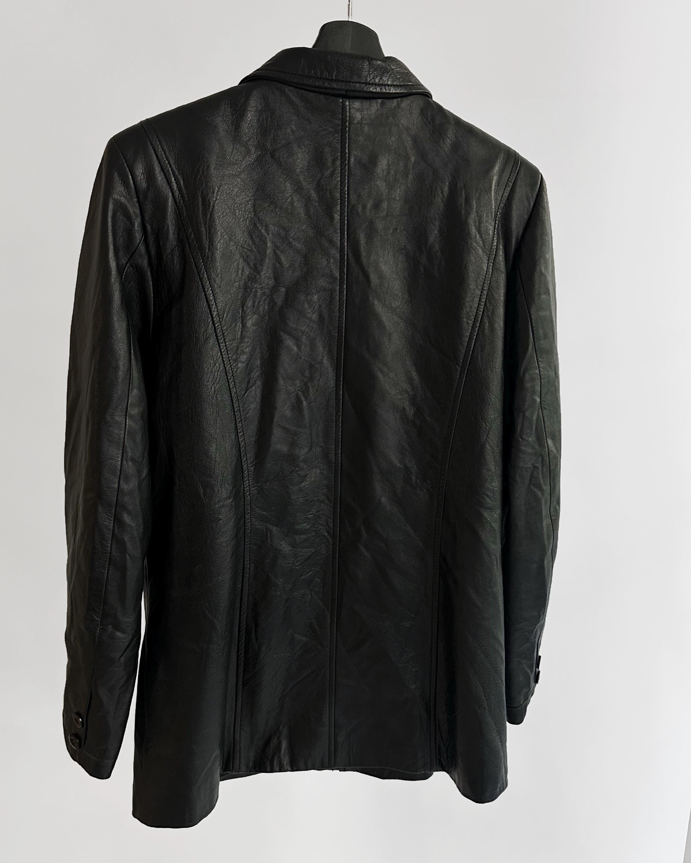 Vintage 1990s Black Sheepskin Zip-up Leather Jacket - Etsy