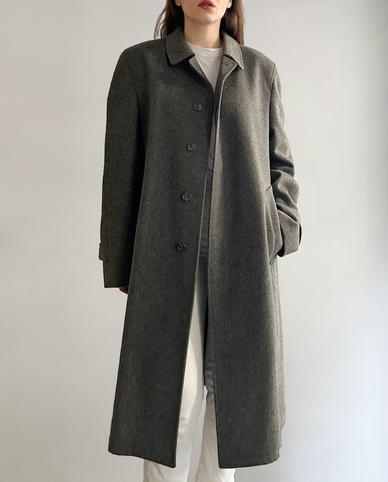 Vintage 90s Grey Alpaca Wool Loden Coat, Made in Austria image 6