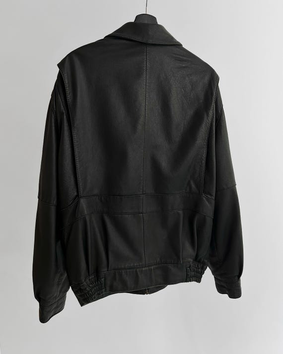 Vintage 1980s Black Lamb Leather Bomber Jacket – Made in Spain - Etsy