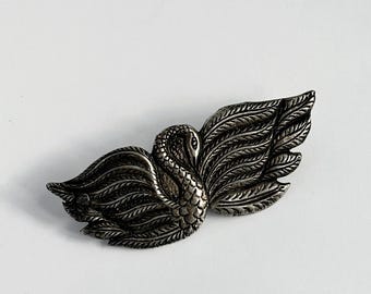 Vintage 1970er Jahre Schwan Metall Haarspange