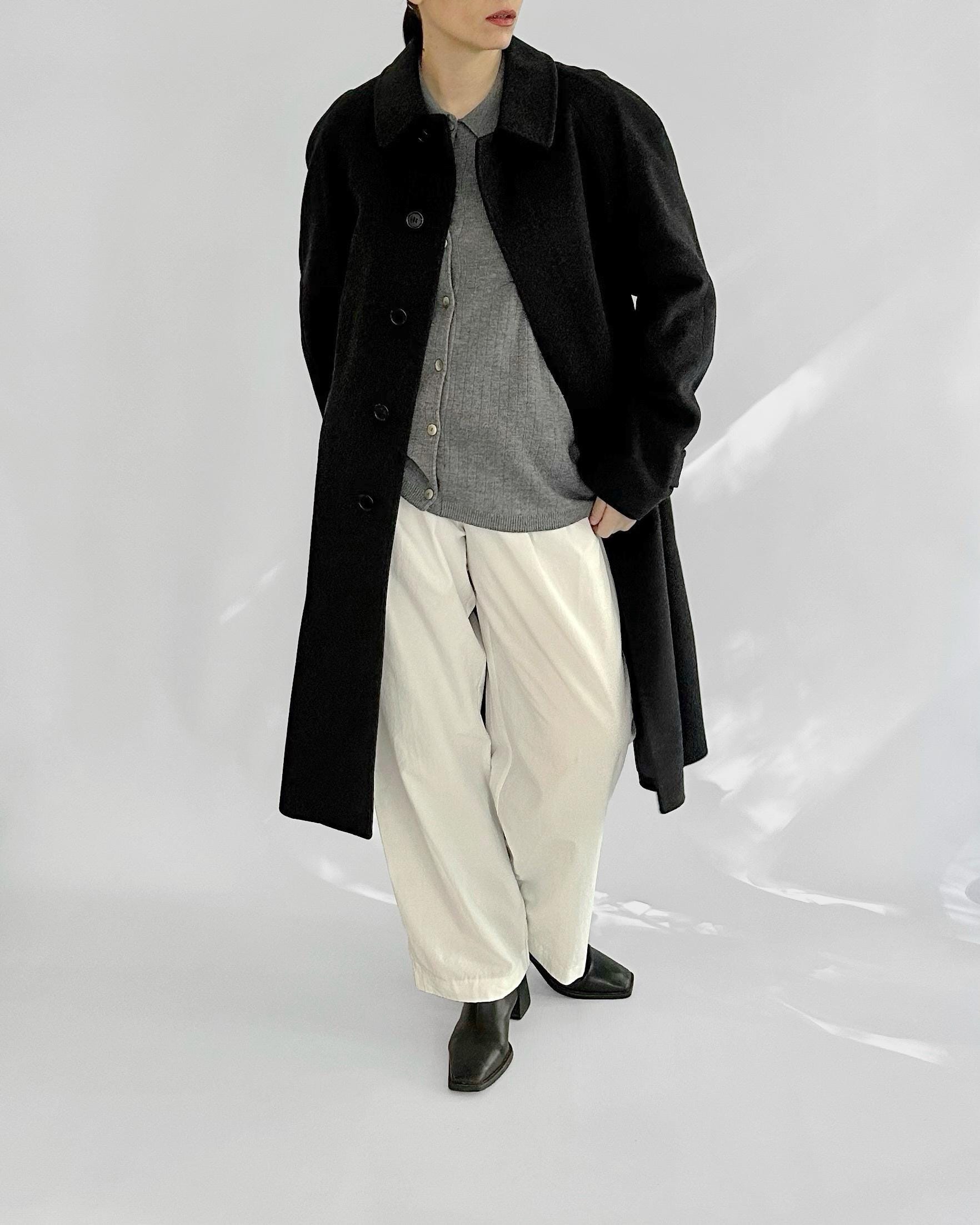 Vintage 1990s Gianfranco Ferré Charcoal Wool and Cashmere Coat