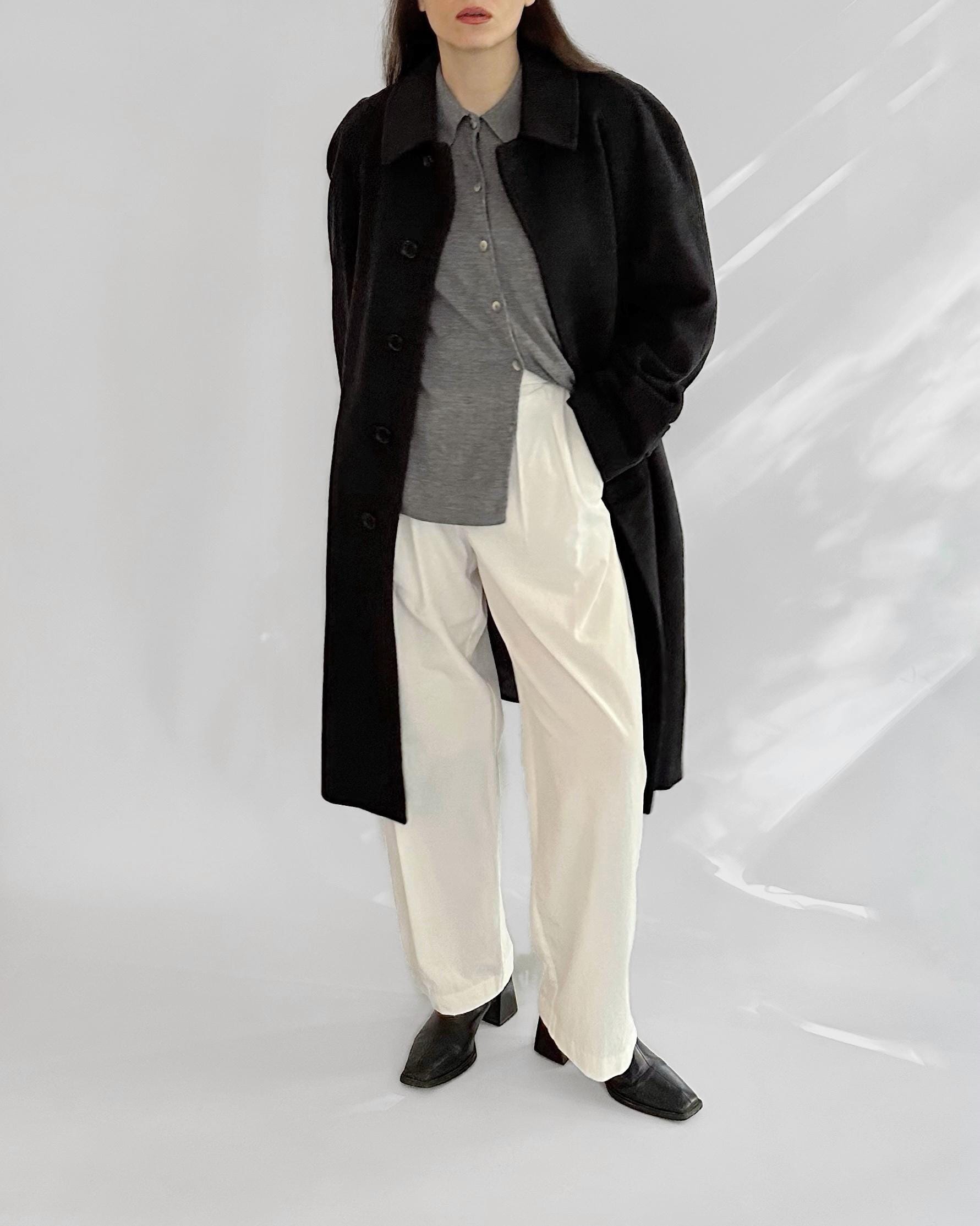 Vintage 1990s Gianfranco Ferré Charcoal Wool and Cashmere Coat